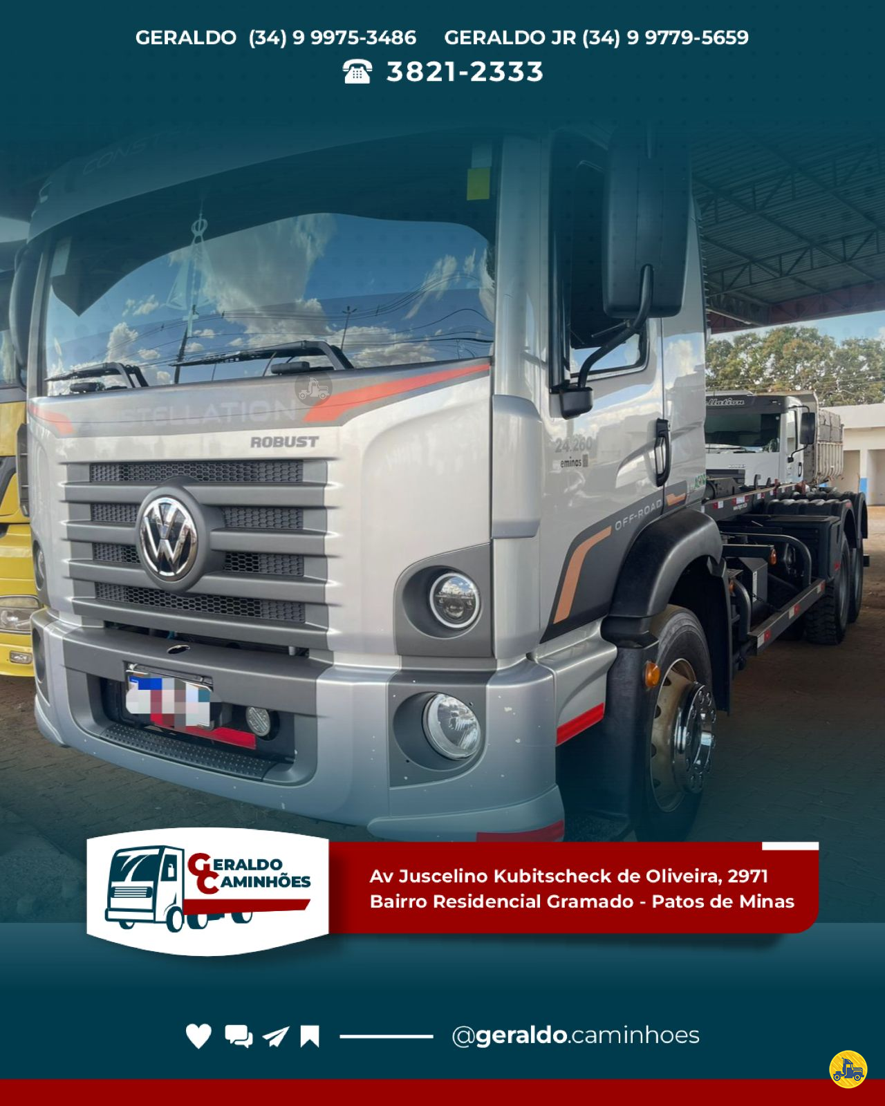 CAMINHAO VOLKSWAGEN VW 24260 Roll ON OFF Truck 6x2 Geraldo Caminhões PATOS DE MINAS MINAS GERAIS MG